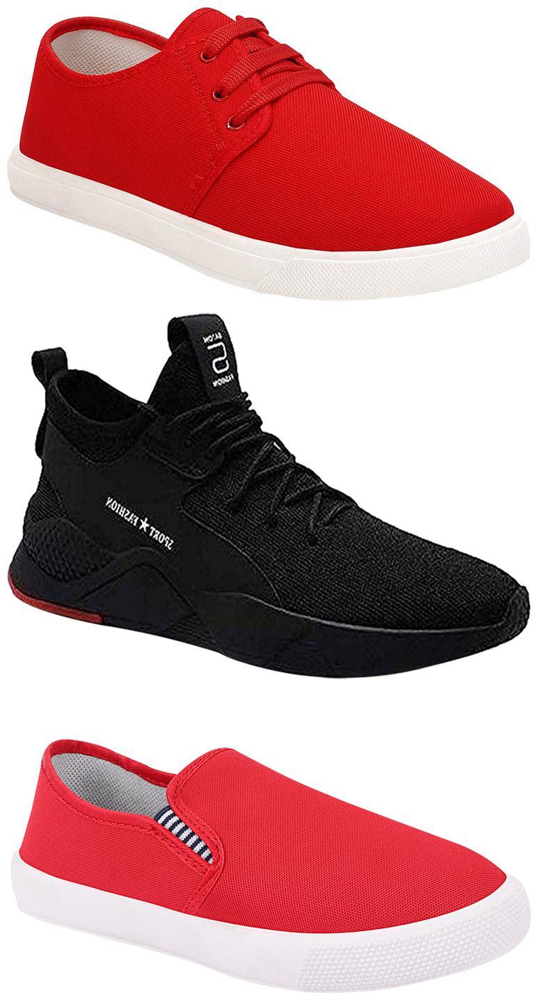 

Birde Men Multicolor Mesh Canvas Casual Sports Sneakers Runnning Shoes for Men s Boy s - UK7 (Combo of 3)