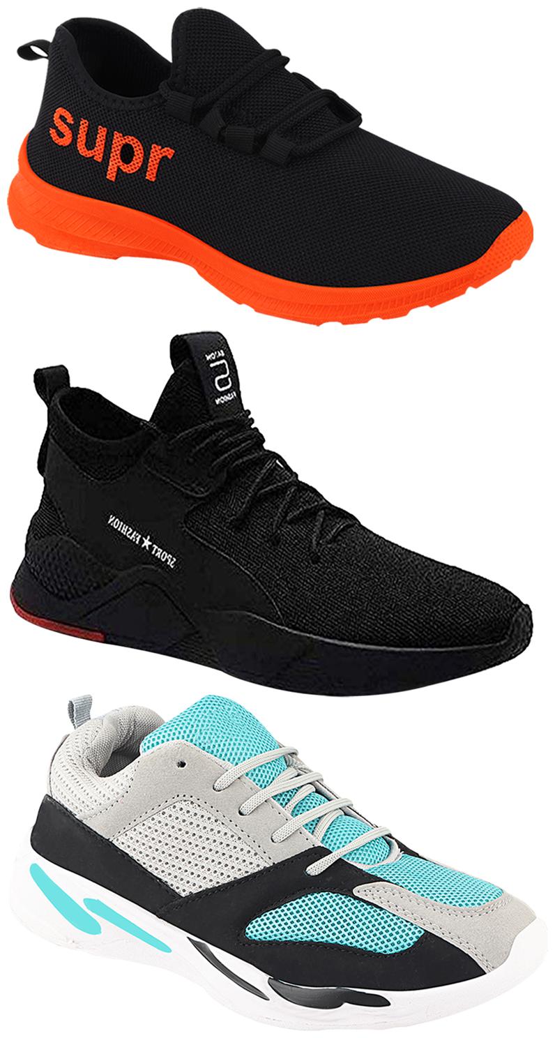 

Birde Men Multicolor Mesh Canvas Casual Sports Sneakers Runnning Shoes for Men s Boy s - UK9 (Combo of 3)