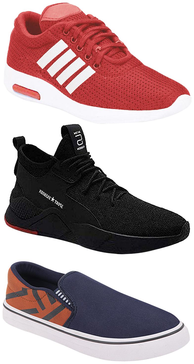 

Birde Men Multicolor Mesh Canvas Casual Sports Sneakers Runnning Shoes for Men s Boy s - UK10 (Combo of 3)