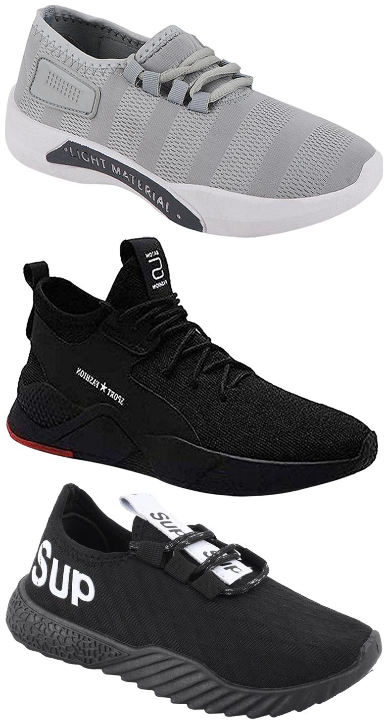 

Birde Men Multicolor Mesh Canvas Casual Sports Sneakers Runnning Shoes for Men s Boy s - UK7 (Combo of 3)