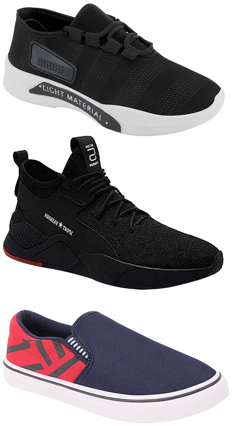 

Birde Men Multicolor Mesh Canvas Casual Sports Sneakers Runnning Shoes for Men s Boy s - UK10 (Combo of 3)