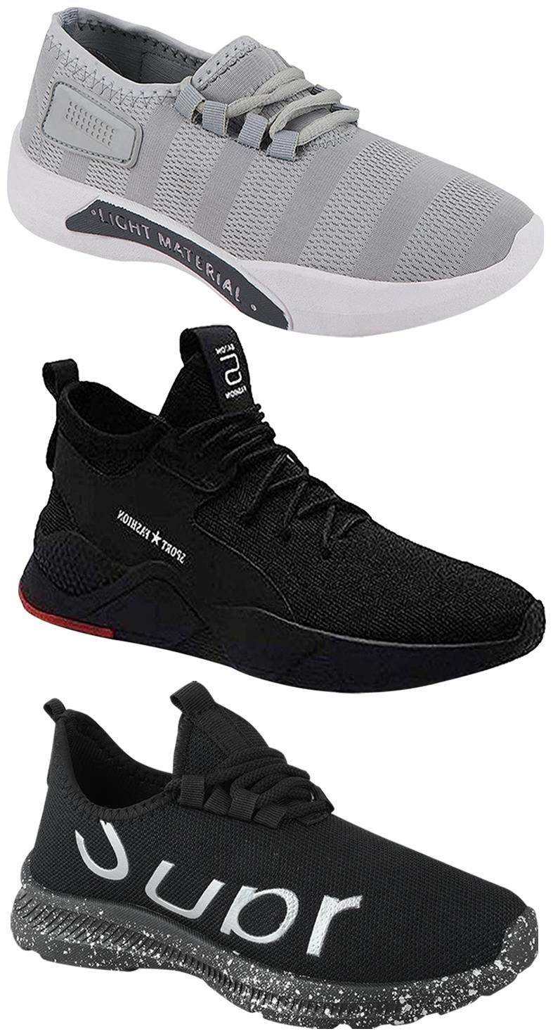 

Birde Men Multicolor Mesh Canvas Casual Sports Sneakers Runnning Shoes for Men s Boy s - UK10 (Combo of 3)