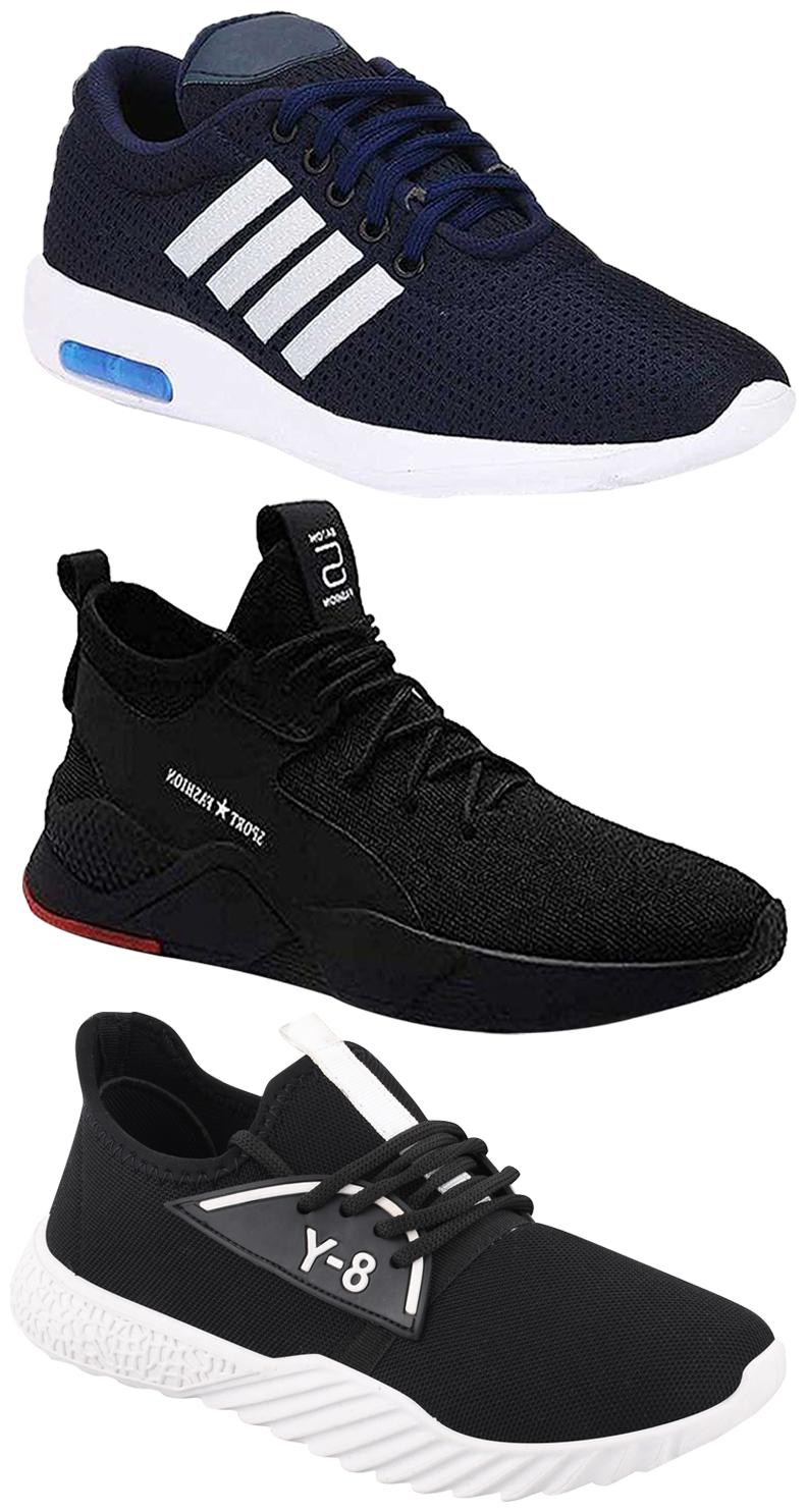 

Birde Men Multicolor Mesh Canvas Casual Sports Sneakers Runnning Shoes for Men s Boy s - UK8 (Combo of 3)