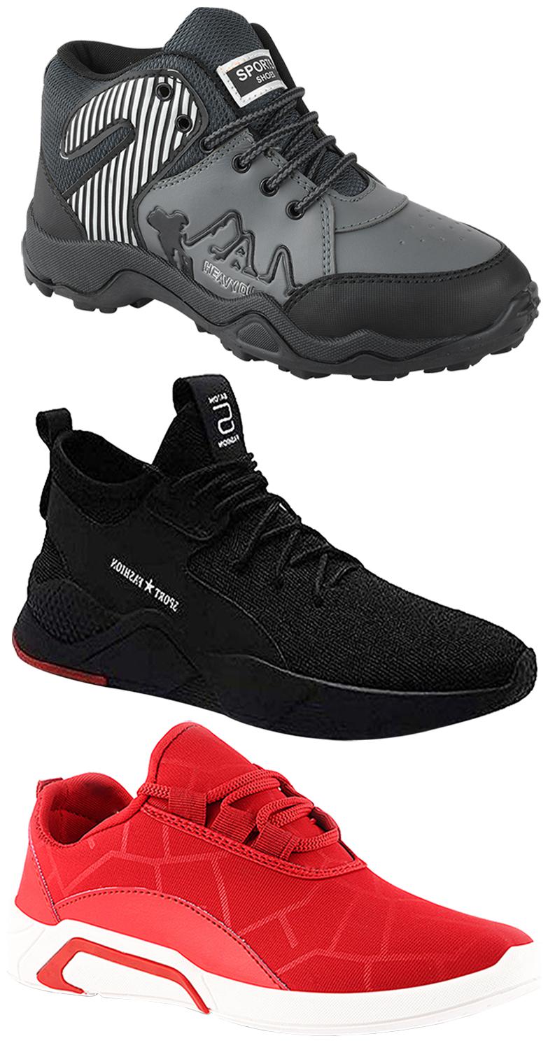

Birde Men Multicolor Mesh Canvas Casual Sports Sneakers Runnning Shoes for Men s Boy s - UK7 (Combo of 3)
