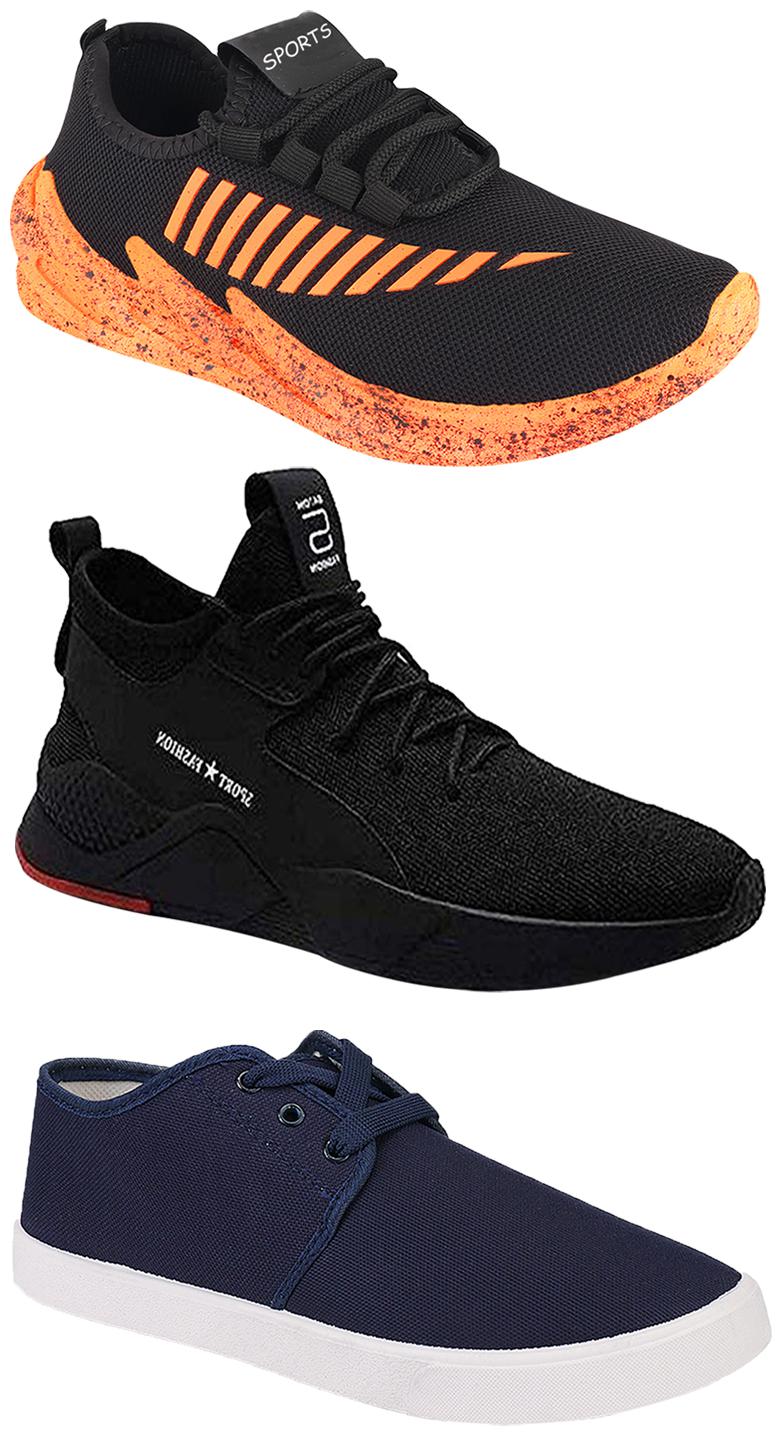 

Birde Men Multicolor Mesh Canvas Casual Sports Sneakers Runnning Shoes for Men s Boy s - UK6 (Combo of 3)
