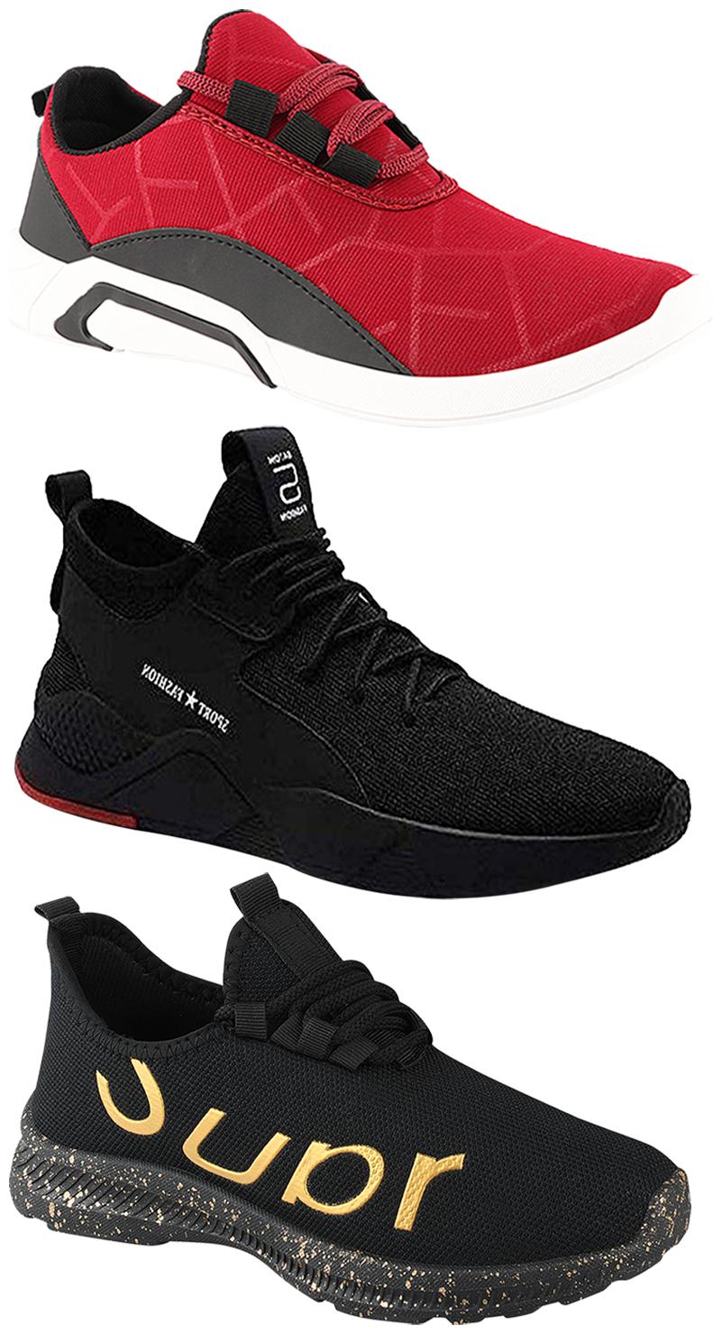 

Birde Men Multicolor Mesh Canvas Casual Sports Sneakers Runnning Shoes for Men s Boy s - UK10 (Combo of 3)