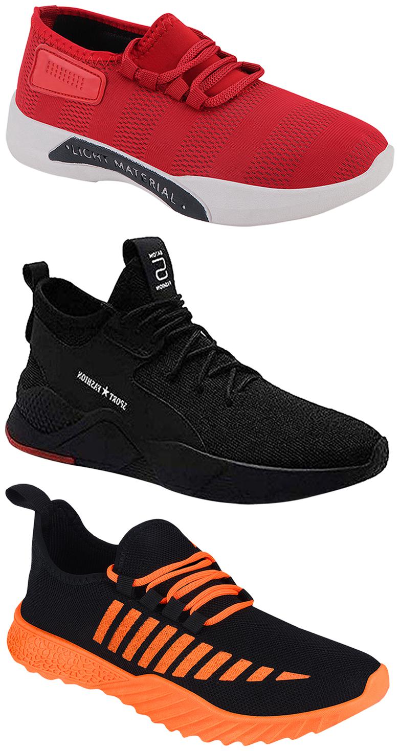 

Birde Men Multicolor Mesh Canvas Casual Sports Sneakers Runnning Shoes for Men s Boy s - UK10 (Combo of 3)