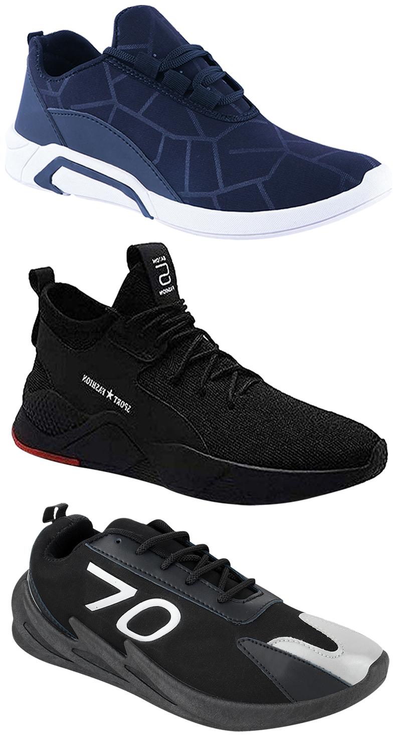 

Birde Men Multicolor Mesh Canvas Casual Sports Sneakers Runnning Shoes for Men s Boy s - UK10 (Combo of 3)