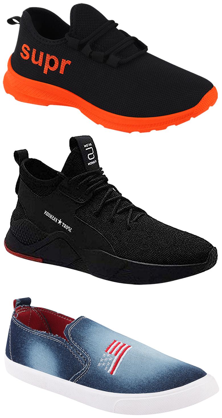 

Birde Men Multicolor Mesh Canvas Casual Sports Sneakers Runnning Shoes for Men s Boy s - UK8 (Combo of 3)