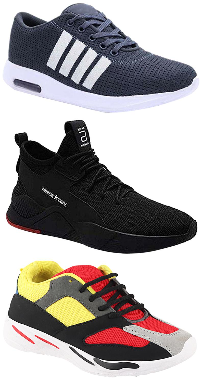 

Birde Men Multicolor Mesh Canvas Casual Sports Sneakers Runnning Shoes for Men s Boy s - UK7 (Combo of 3)