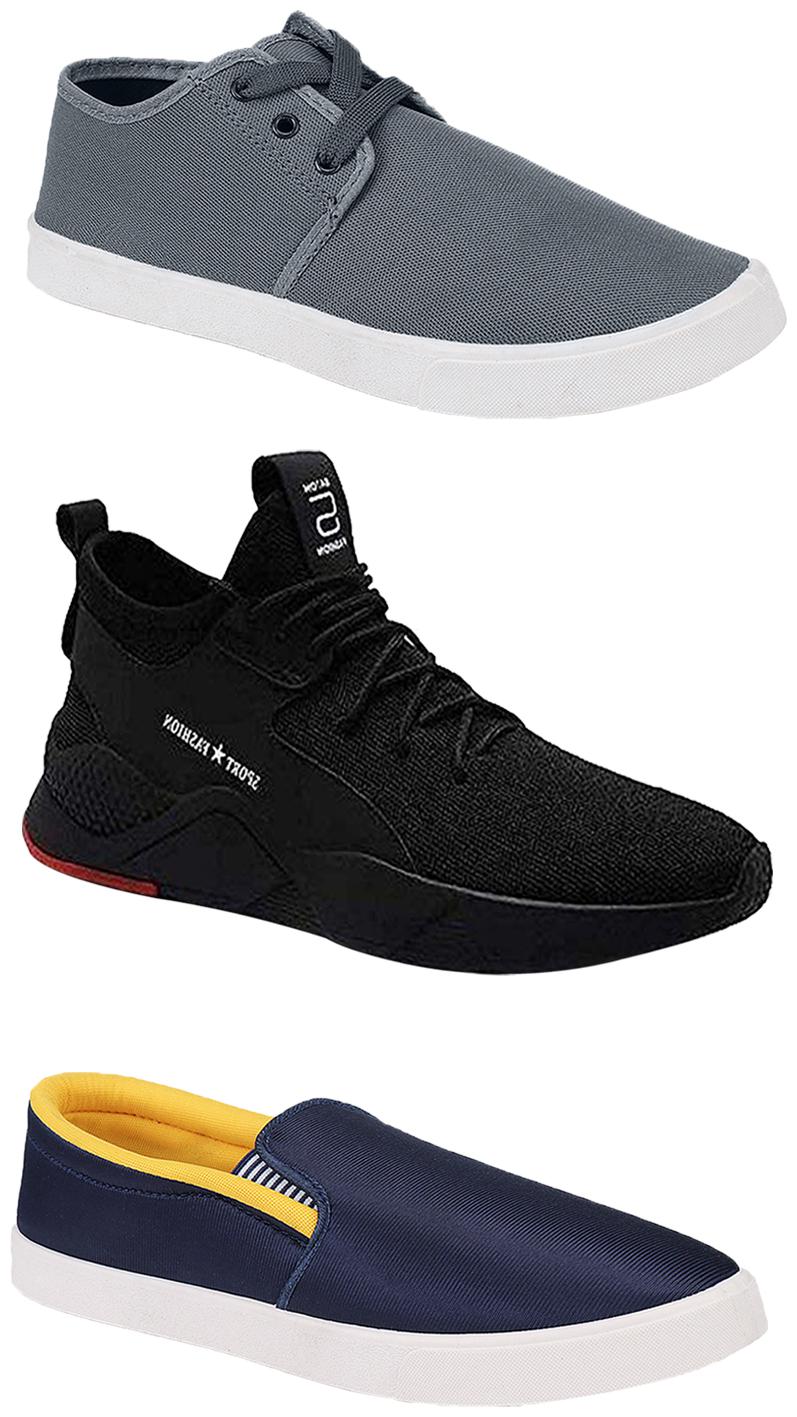 

Birde Men Multicolor Mesh Canvas Casual Sports Sneakers Runnning Shoes for Men s Boy s - UK6 (Combo of 3)