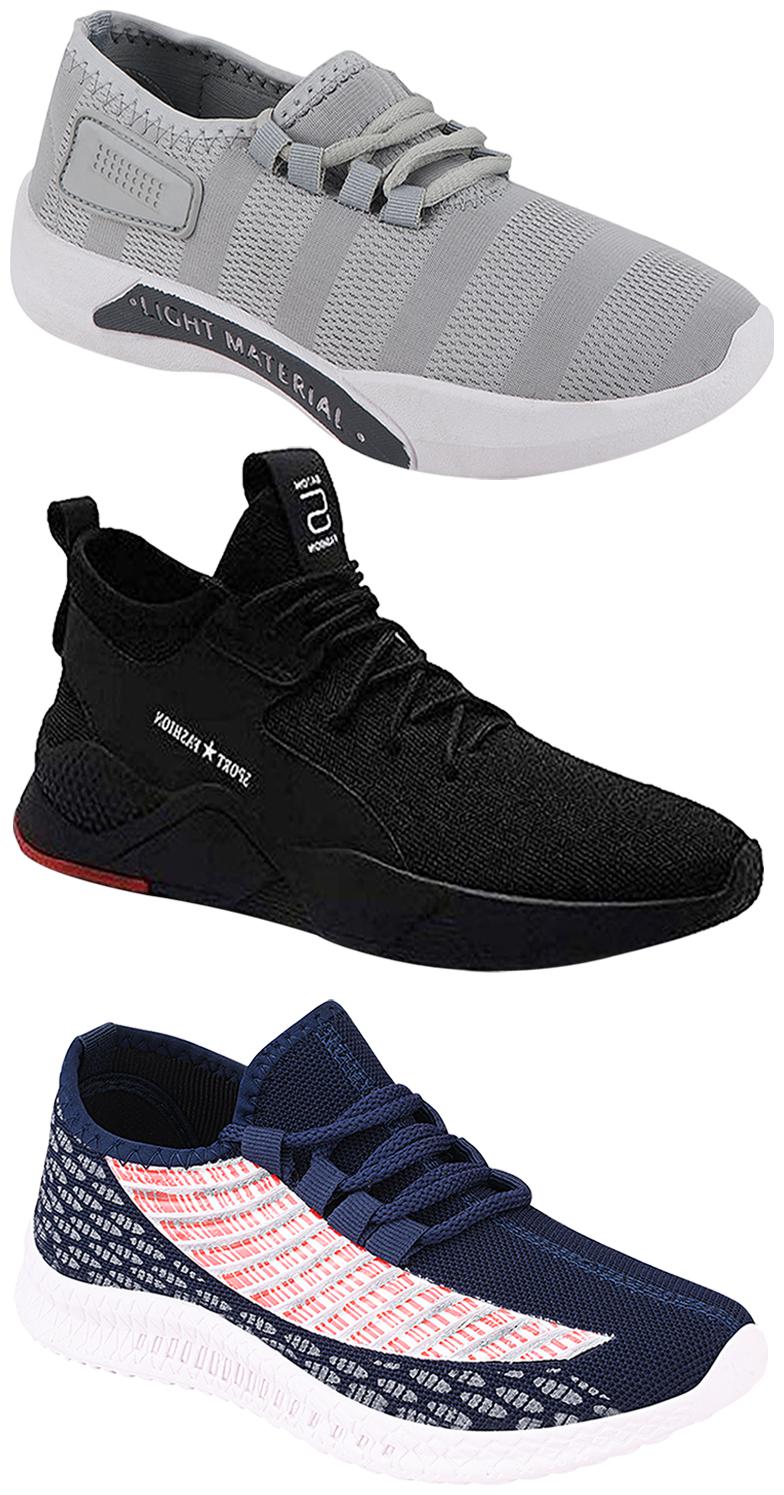 

Birde Men Multicolor Mesh Canvas Casual Sports Sneakers Runnning Shoes for Men s Boy s - UK10 (Combo of 3)