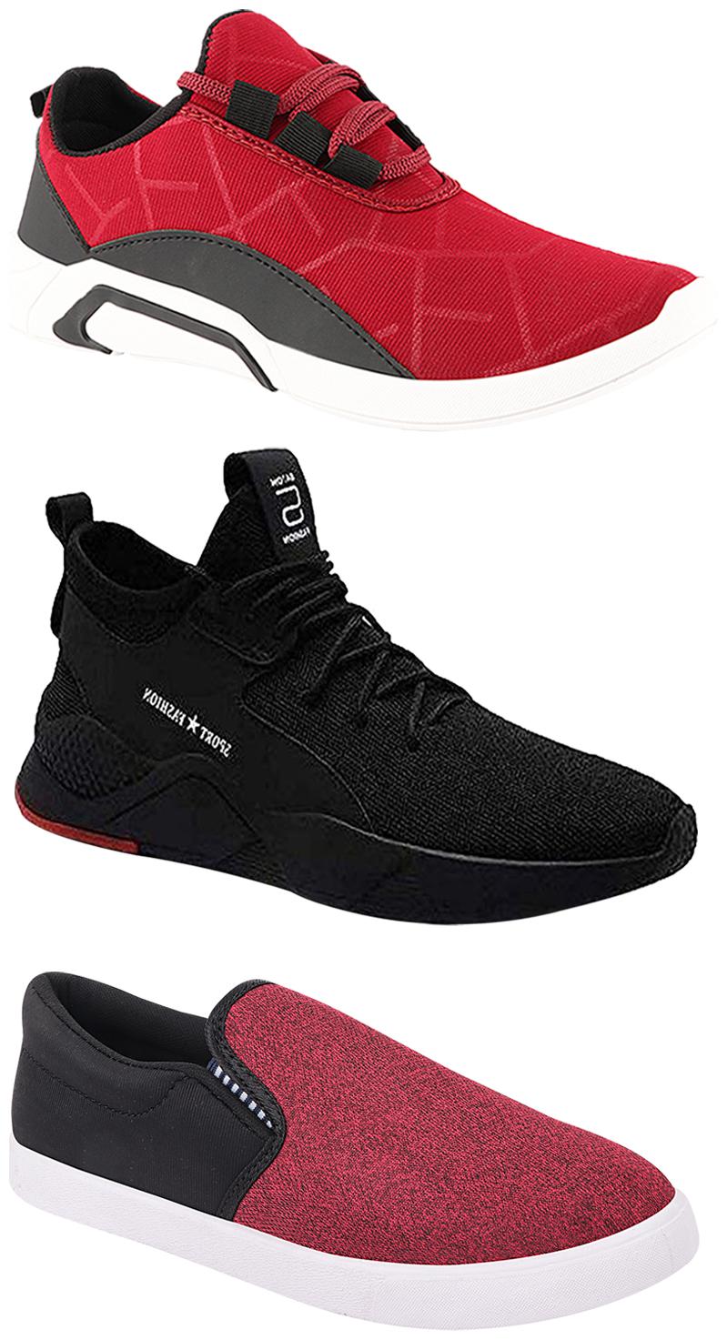 

Birde Men Multicolor Mesh Canvas Casual Sports Sneakers Runnning Shoes for Men s Boy s - UK10 (Combo of 3)