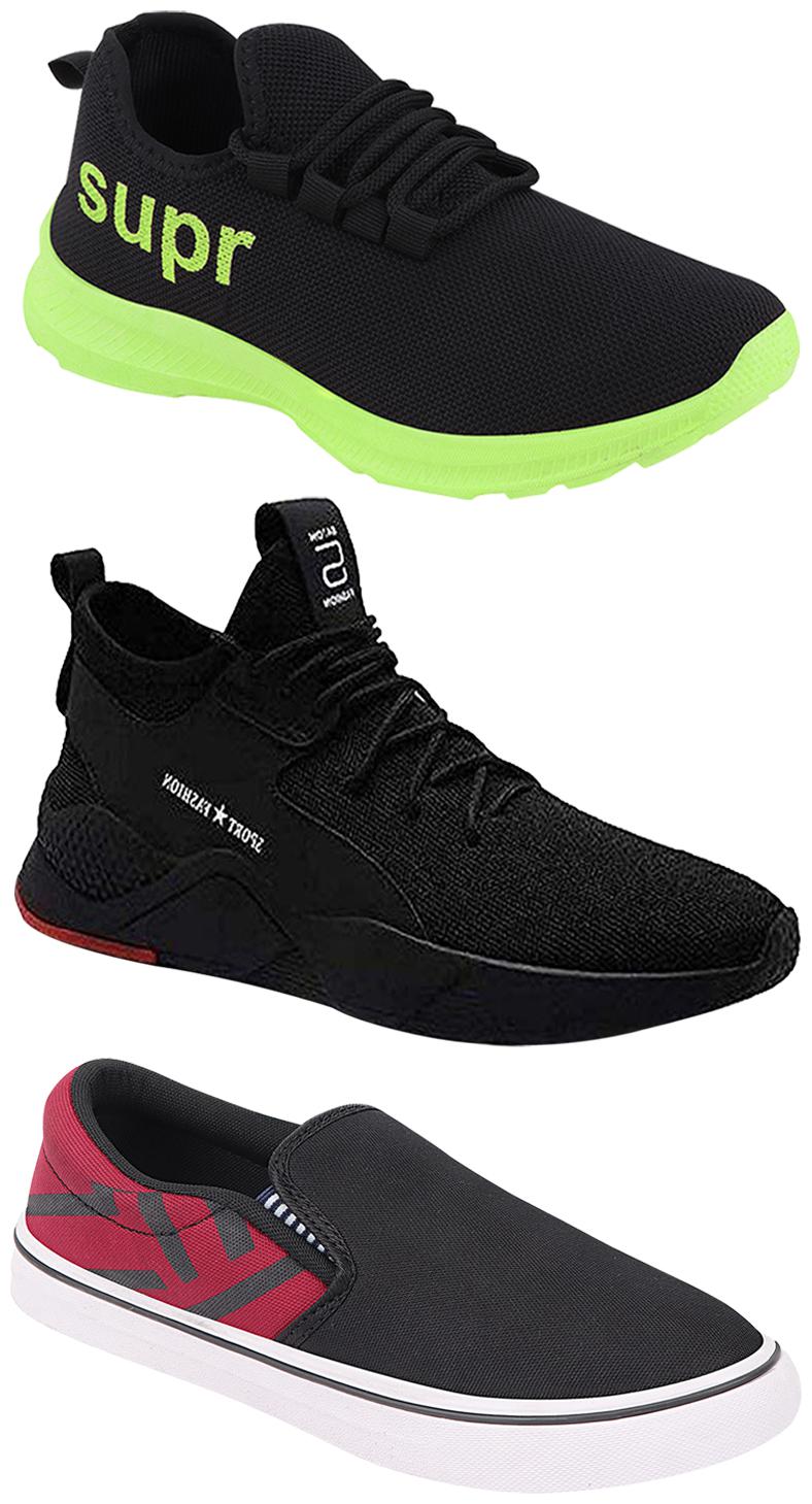 

Birde Men Multicolor Mesh Canvas Casual Sports Sneakers Runnning Shoes for Men s Boy s - UK10 (Combo of 3)