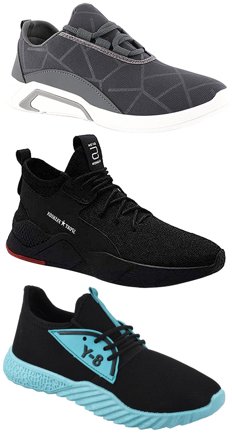

Birde Men Multicolor Mesh Canvas Casual Sports Sneakers Runnning Shoes for Men s Boy s - UK10 (Combo of 3)