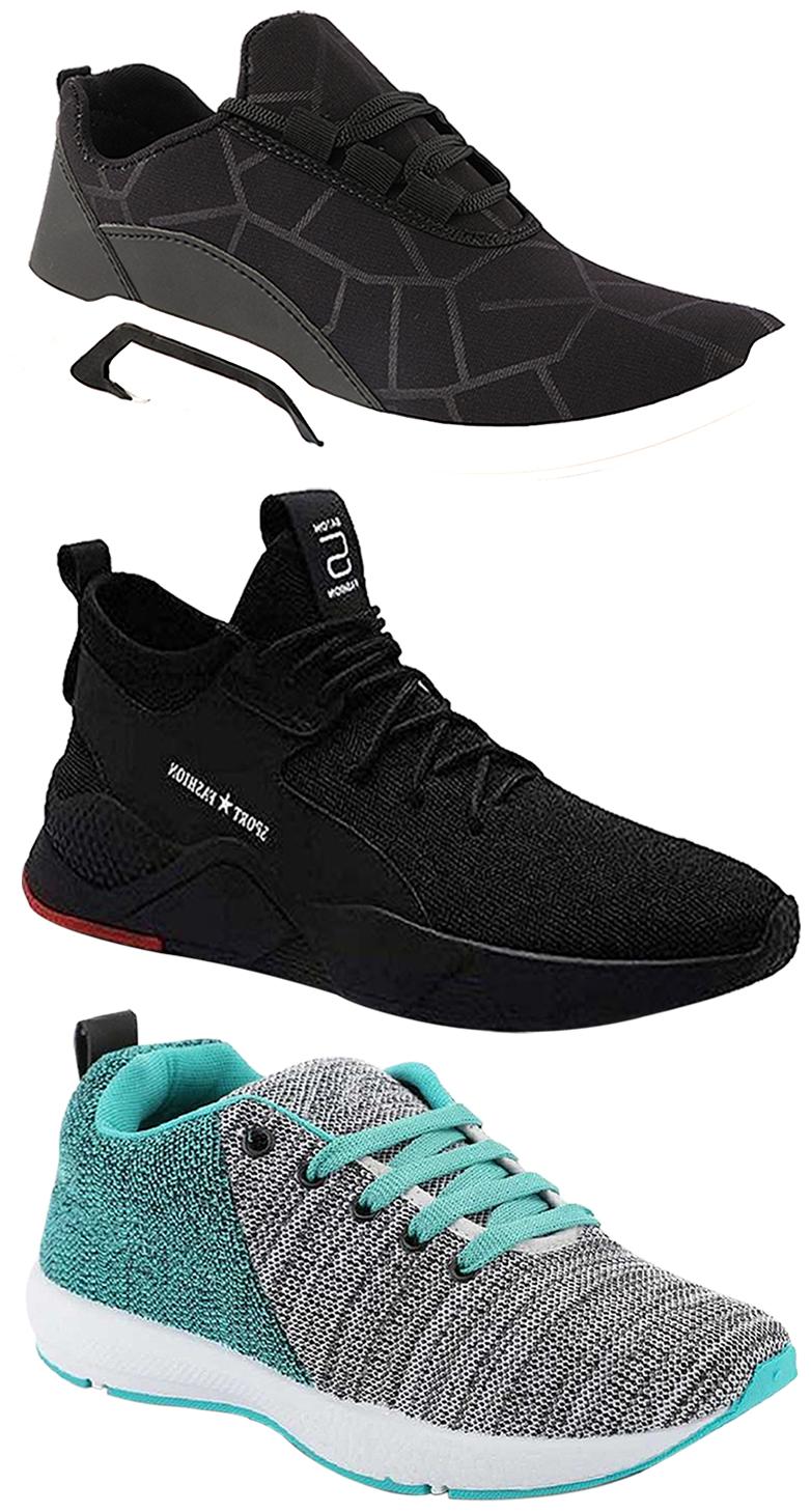 

Birde Men Multicolor Mesh Canvas Casual Sports Sneakers Runnning Shoes for Men s Boy s - UK6 (Combo of 3)