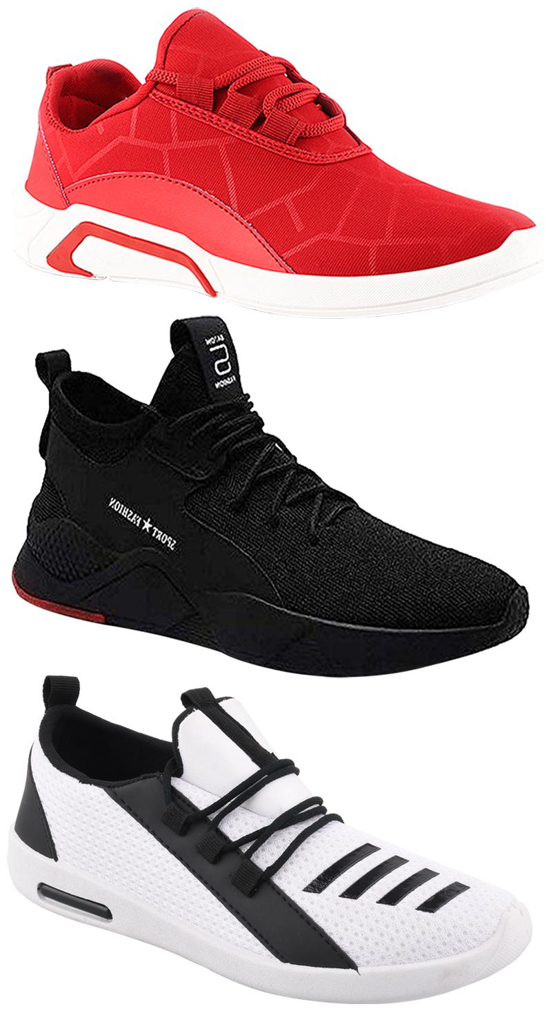 

Birde Men Multicolor Mesh Canvas Casual Sports Sneakers Runnning Shoes for Men s Boy s - UK7 (Combo of 3)