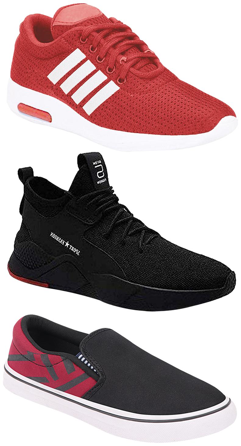 

Birde Men Multicolor Mesh Canvas Casual Sports Sneakers Runnning Shoes for Men s Boy s - UK7 (Combo of 3)