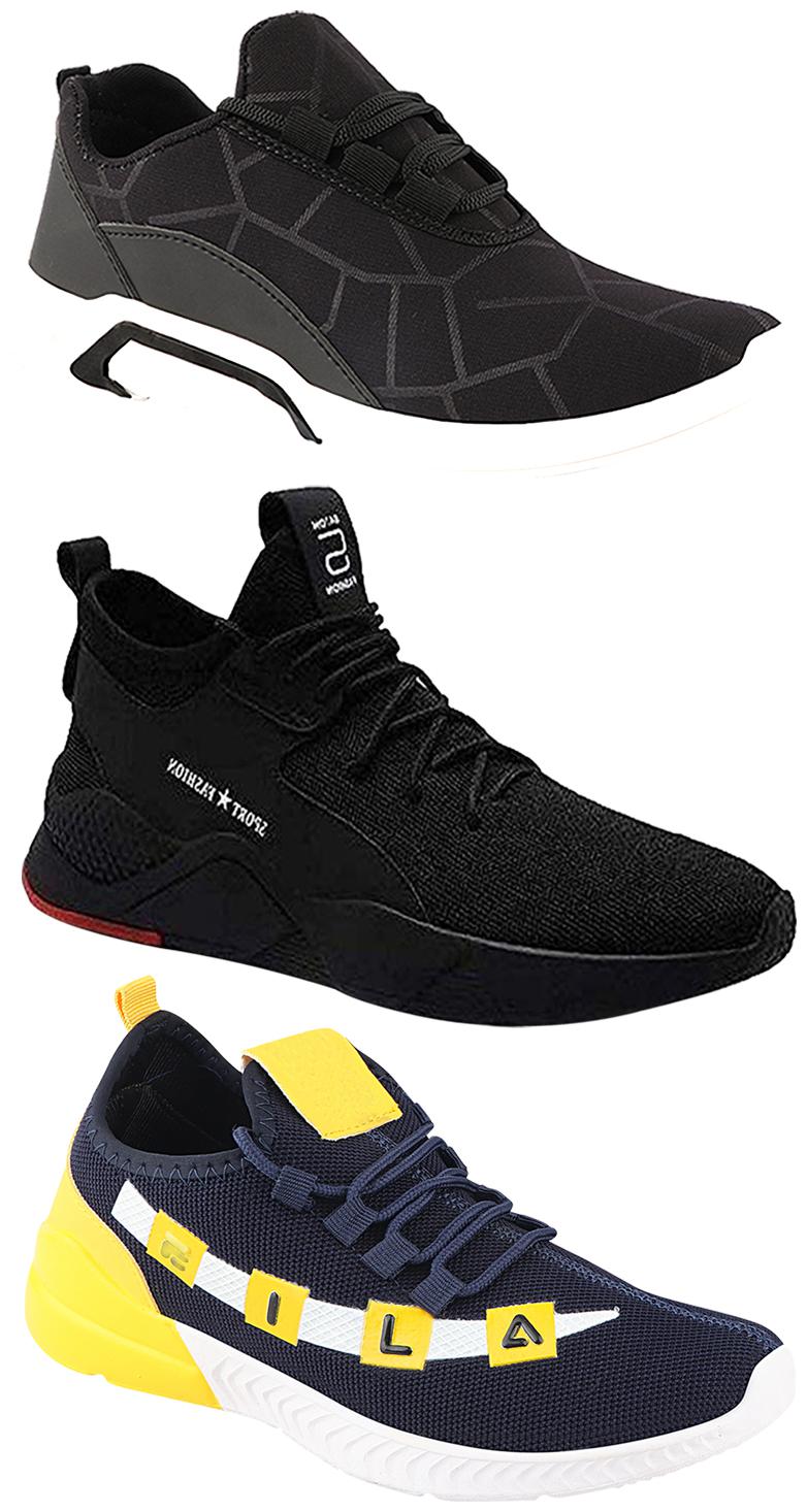 

Birde Men Multicolor Mesh Canvas Casual Sports Sneakers Runnning Shoes for Men s Boy s - UK9 (Combo of 3)