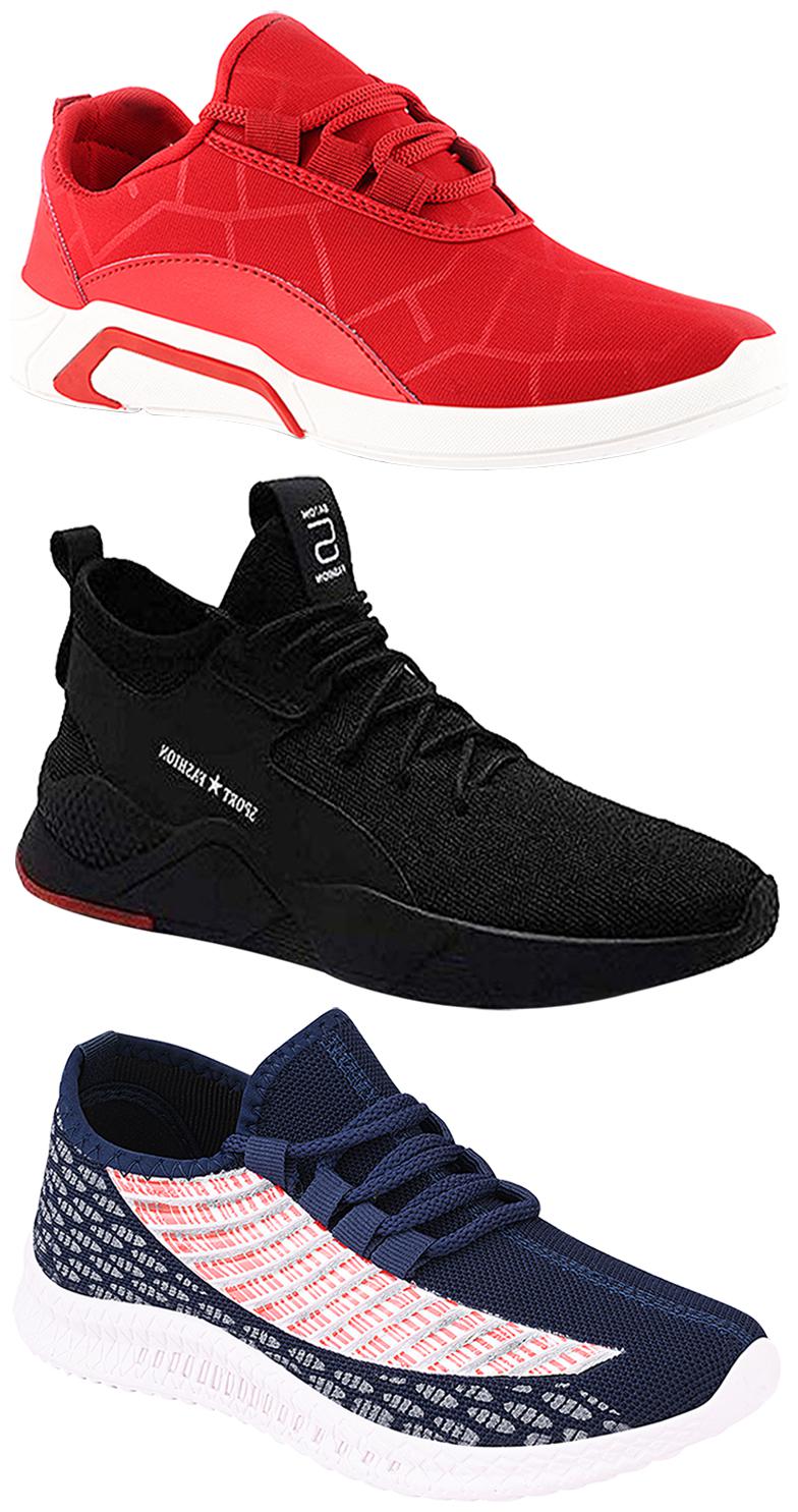 

Birde Men Multicolor Mesh Canvas Casual Sports Sneakers Runnning Shoes for Men s Boy s - UK7 (Combo of 3)