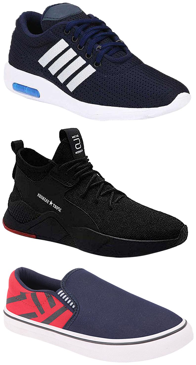 

Birde Men Multicolor Mesh Canvas Casual Sports Sneakers Runnning Shoes for Men s Boy s - UK10 (Combo of 3)