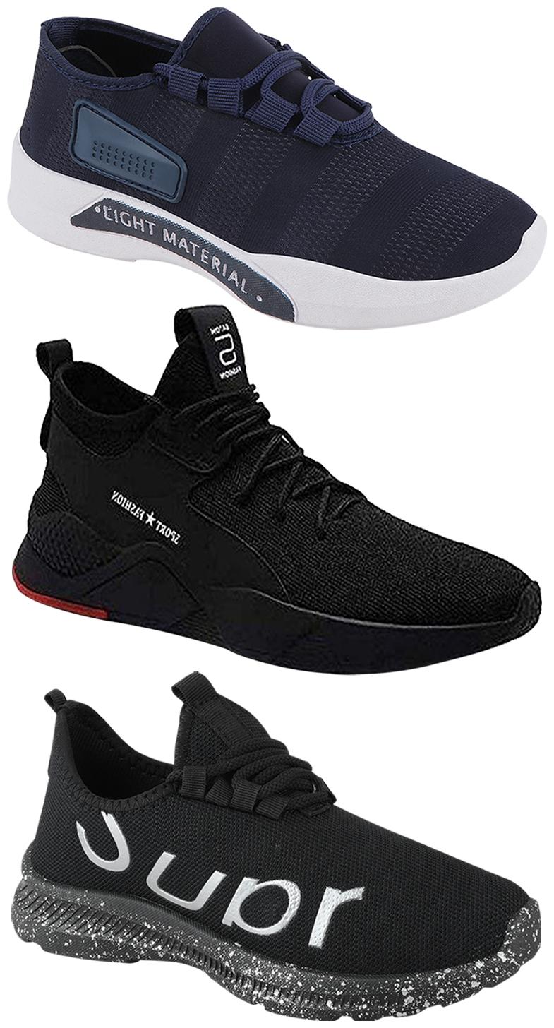 

Birde Men Multicolor Mesh Canvas Casual Sports Sneakers Runnning Shoes for Men s Boy s - UK10 (Combo of 3)