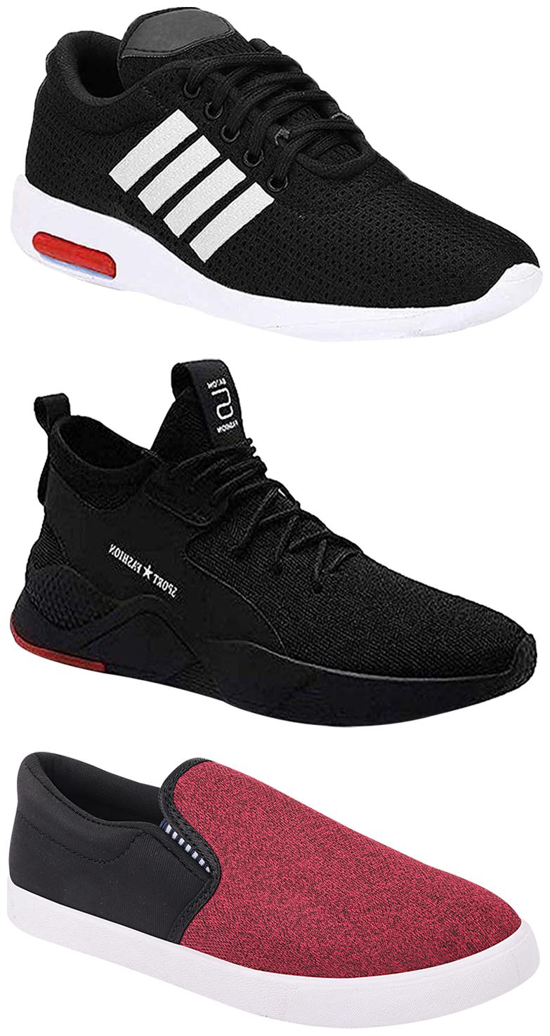 

Birde Men Multicolor Mesh Canvas Casual Sports Sneakers Runnning Shoes for Men s Boy s - UK10 (Combo of 3)