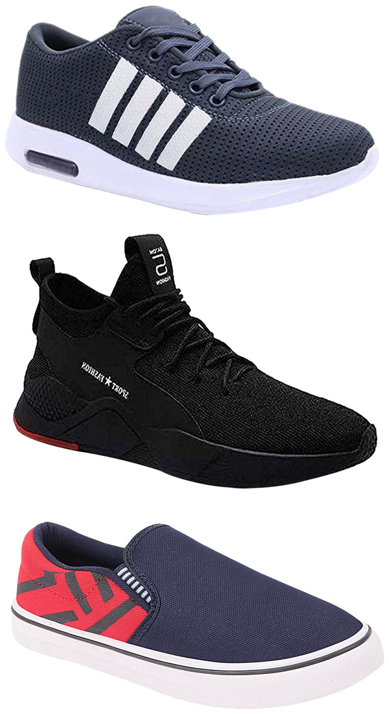 

Birde Men Multicolor Mesh Canvas Casual Sports Sneakers Runnning Shoes for Men s Boy s - UK7 (Combo of 3)