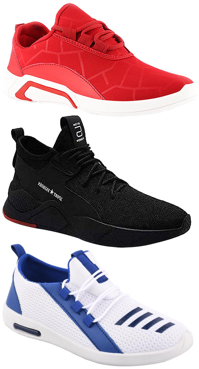 

Birde Men Multicolor Mesh Canvas Casual Sports Sneakers Runnning Shoes for Men s Boy s - UK8 (Combo of 3)