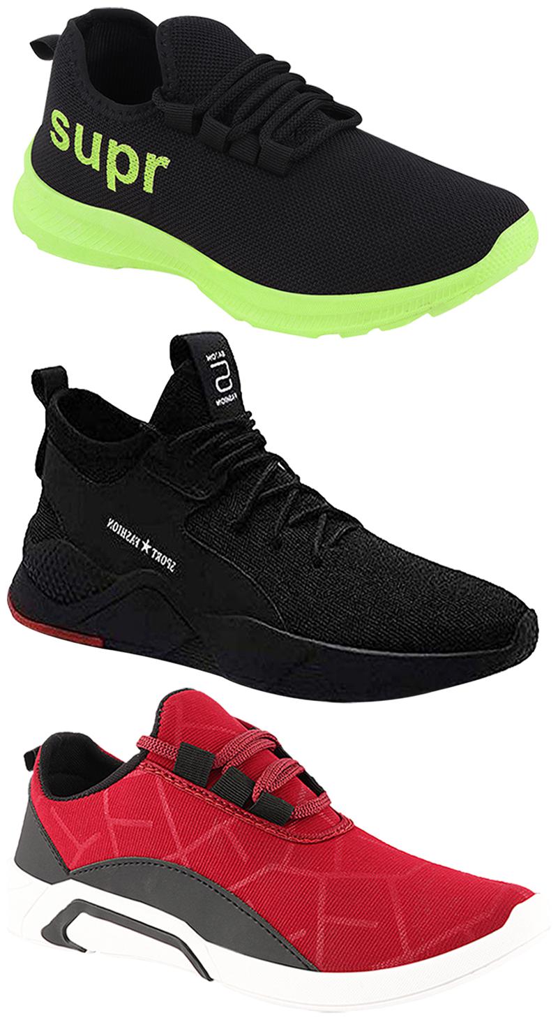

Birde Men Multicolor Mesh Canvas Casual Sports Sneakers Runnning Shoes for Men s Boy s - UK8 (Combo of 3)
