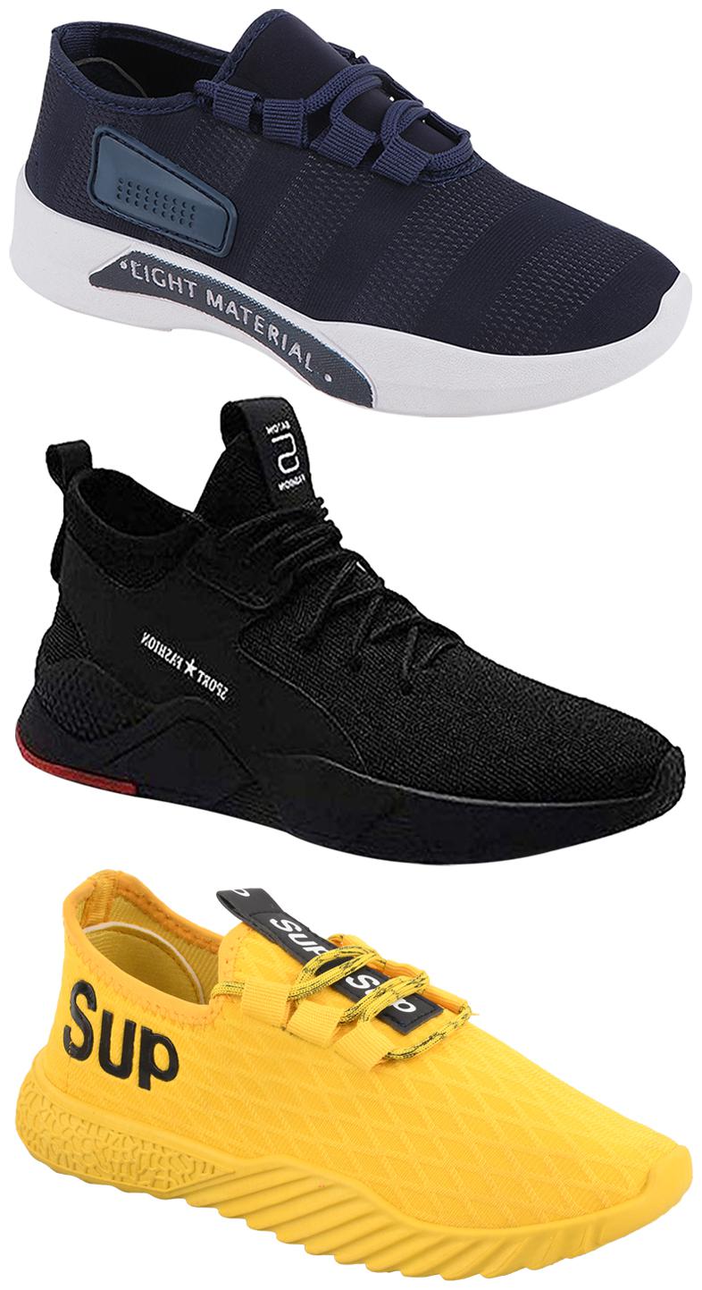 

Birde Men Multicolor Mesh Canvas Casual Sports Sneakers Runnning Shoes for Men s Boy s - UK10 (Combo of 3)
