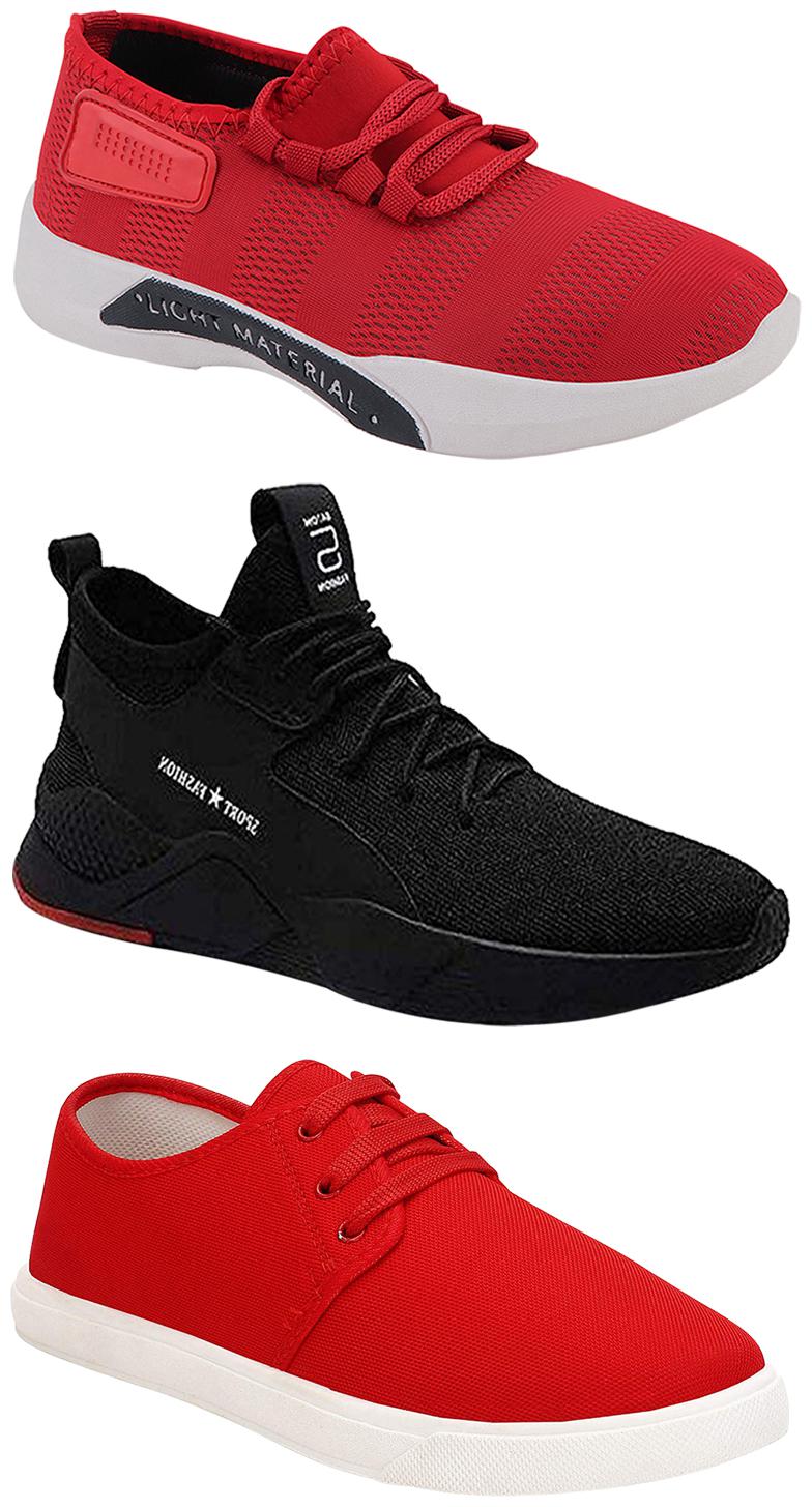 

Birde Men Multicolor Mesh Canvas Casual Sports Sneakers Runnning Shoes for Men s Boy s - UK6 (Combo of 3)