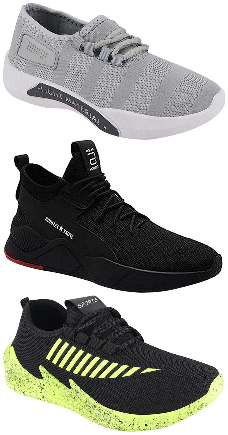 

Birde Men Multicolor Mesh Canvas Casual Sports Sneakers Runnning Shoes for Men s Boy s - UK6 (Combo of 3)