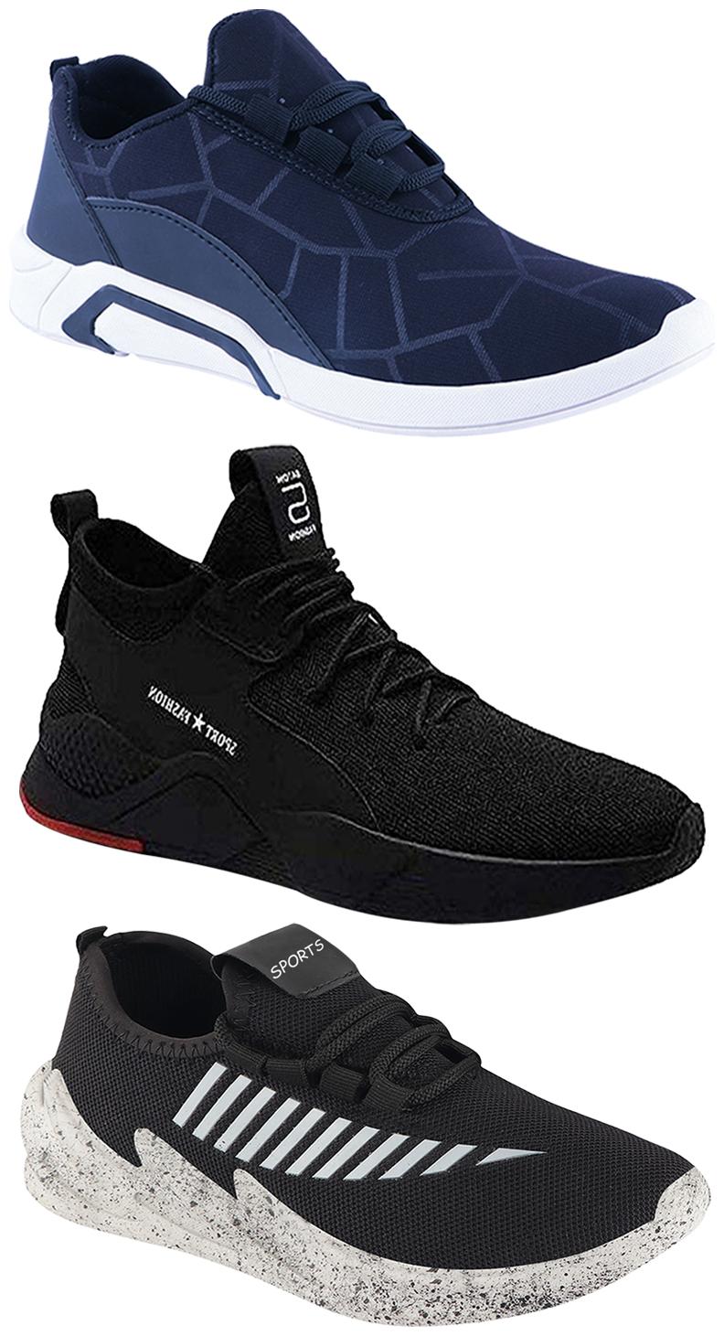 

Birde Men Multicolor Mesh Canvas Casual Sports Sneakers Runnning Shoes for Men s Boy s - UK8 (Combo of 3)