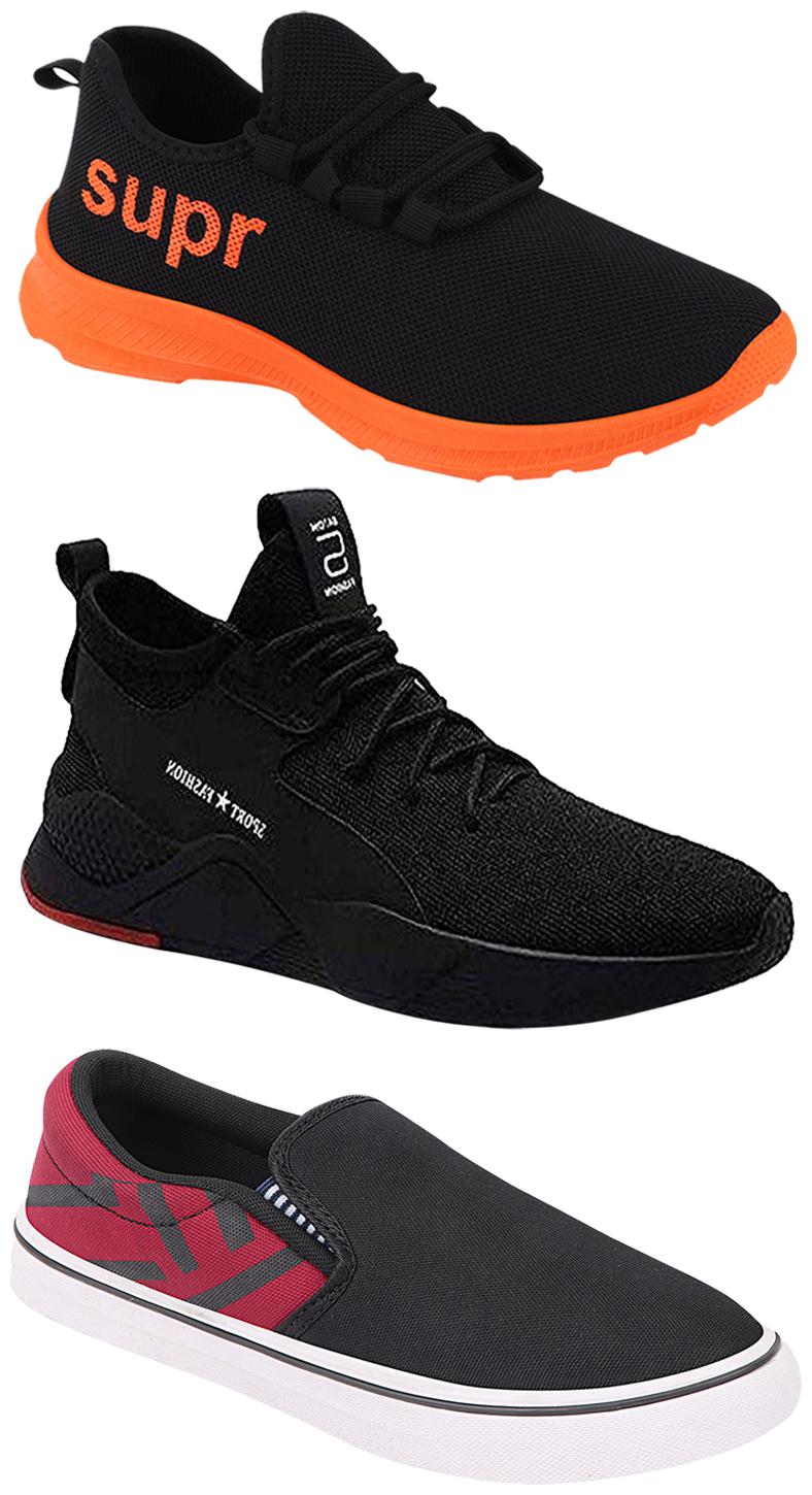 

Birde Men Multicolor Mesh Canvas Casual Sports Sneakers Runnning Shoes for Men s Boy s - UK10 (Combo of 3)