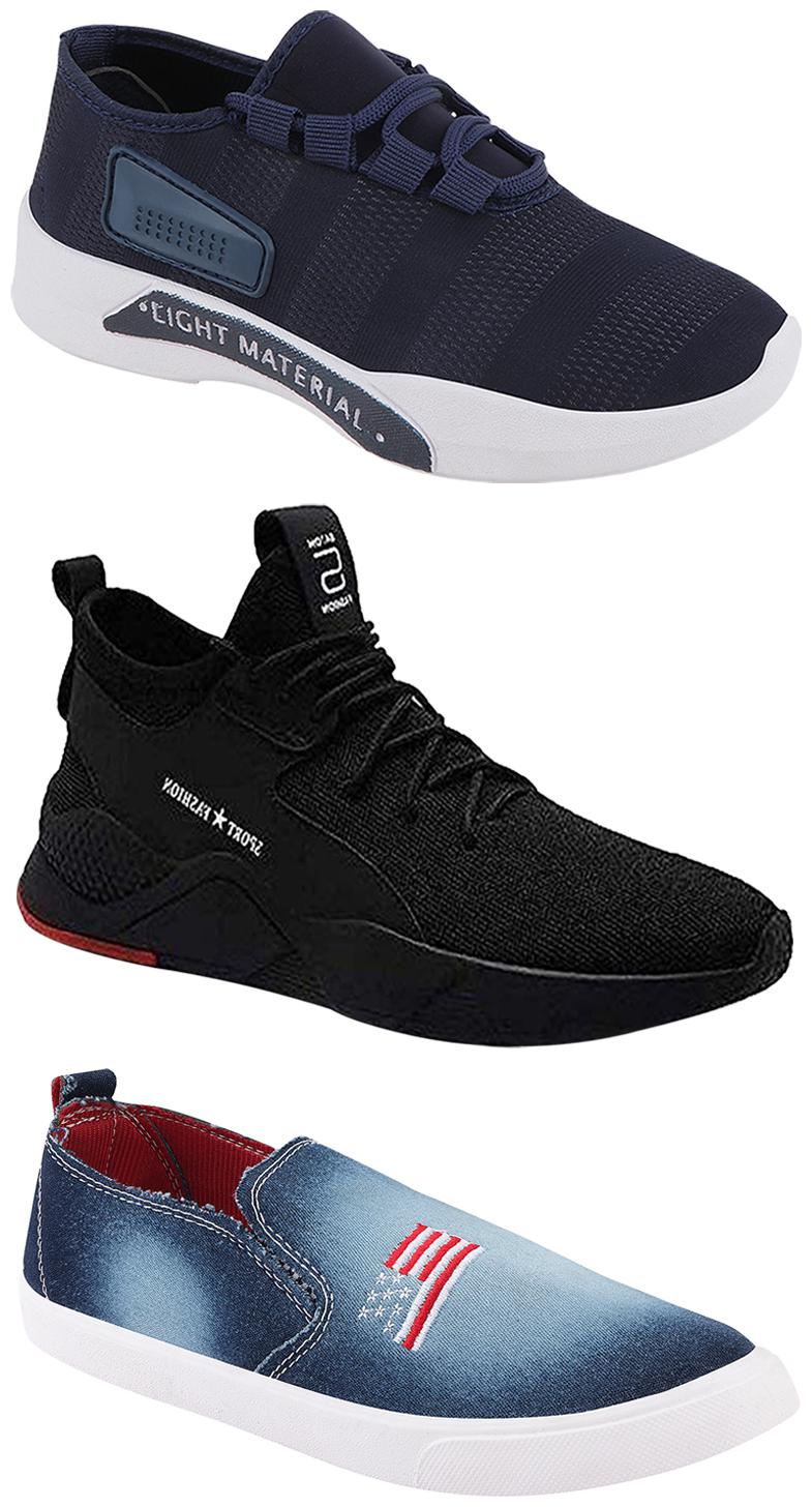 

Birde Men Multicolor Mesh Canvas Casual Sports Sneakers Runnning Shoes for Men s Boy s - UK8 (Combo of 3)