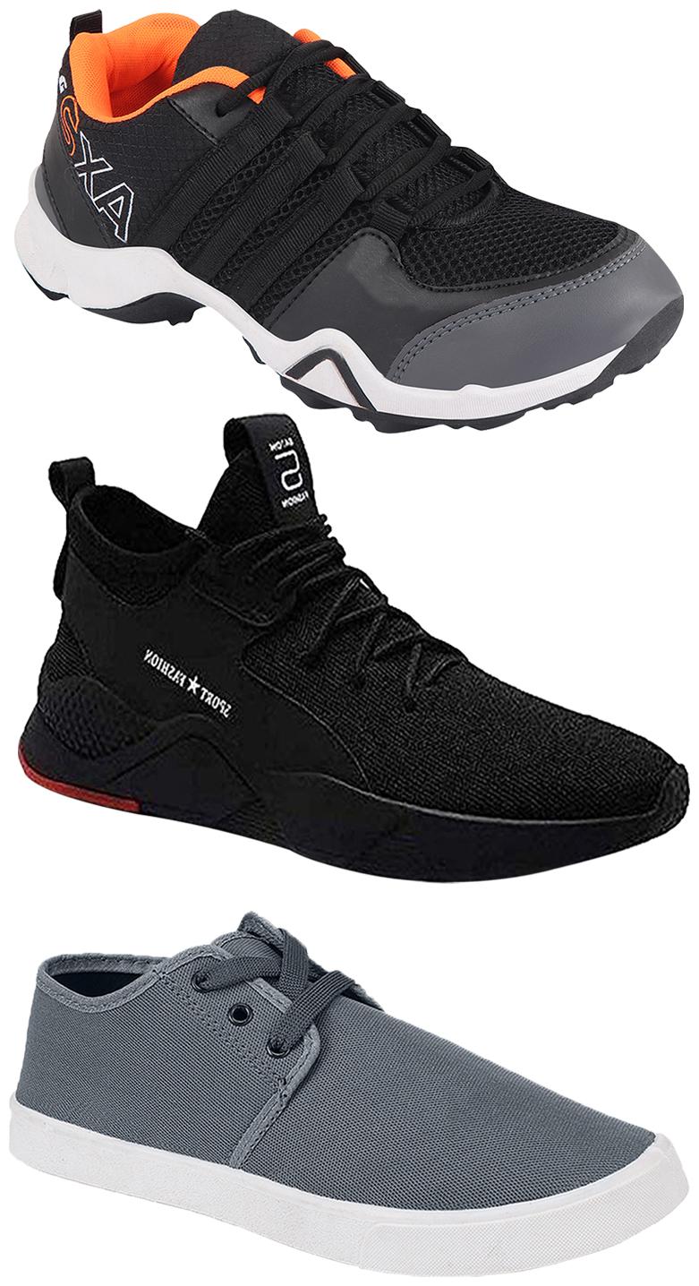 

Birde Men Multicolor Mesh Canvas Casual Sports Sneakers Runnning Shoes for Men s Boy s - UK7 (Combo of 3)