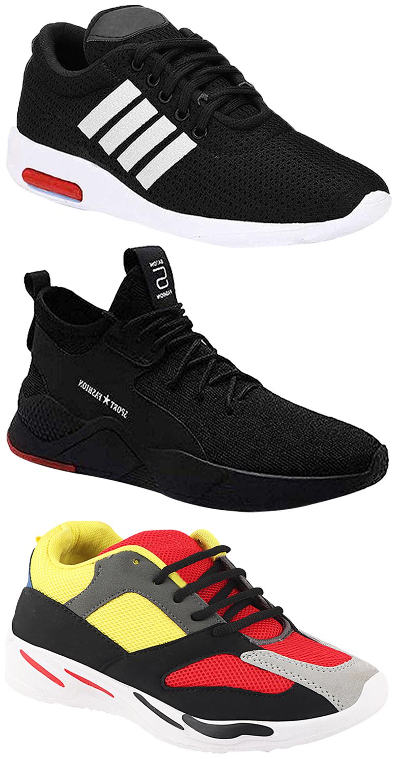 

Birde Men Multicolor Mesh Canvas Casual Sports Sneakers Runnning Shoes for Men s Boy s - UK8 (Combo of 3)