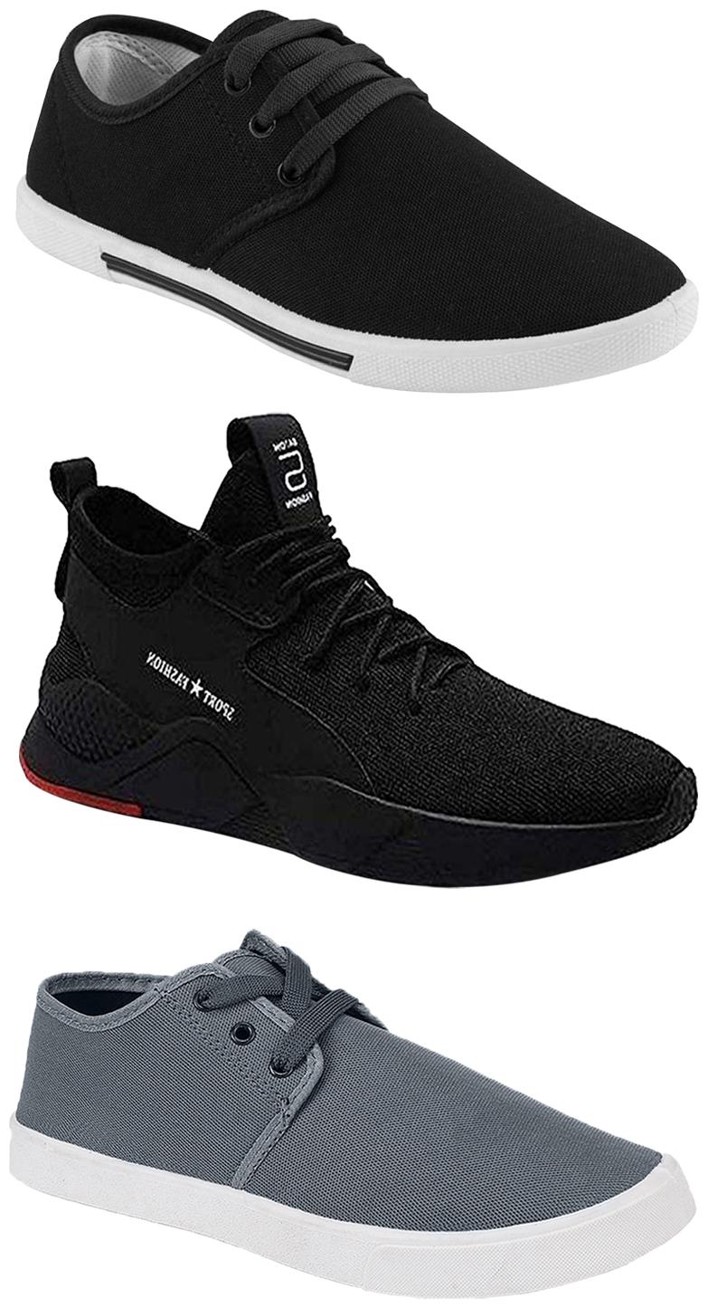 

Birde Men Multicolor Mesh Canvas Casual Sports Sneakers Runnning Shoes for Men s Boy s - UK6 (Combo of 3)