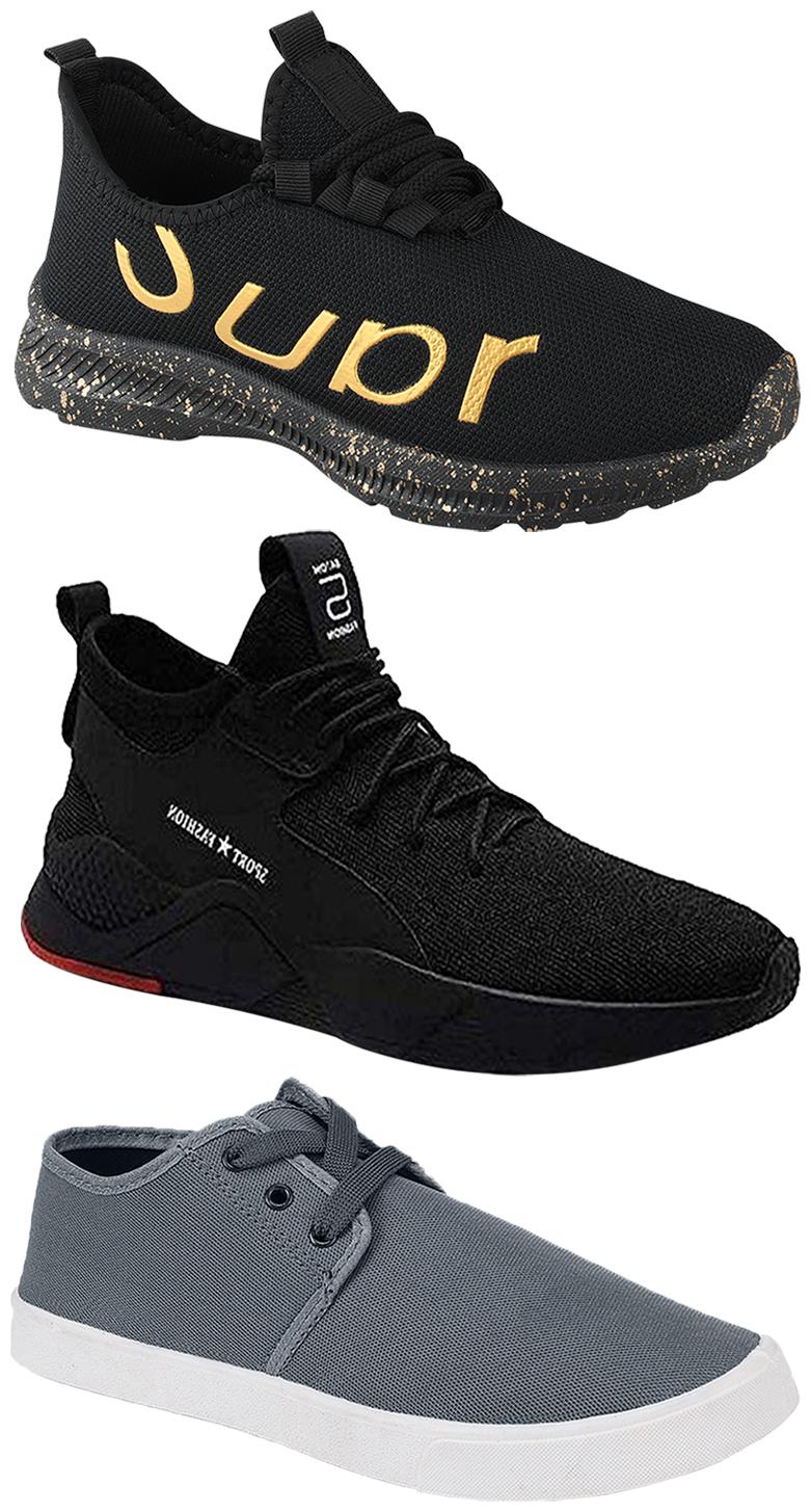 

Birde Men Multicolor Mesh Canvas Casual Sports Sneakers Runnning Shoes for Men s Boy s - UK6 (Combo of 3)