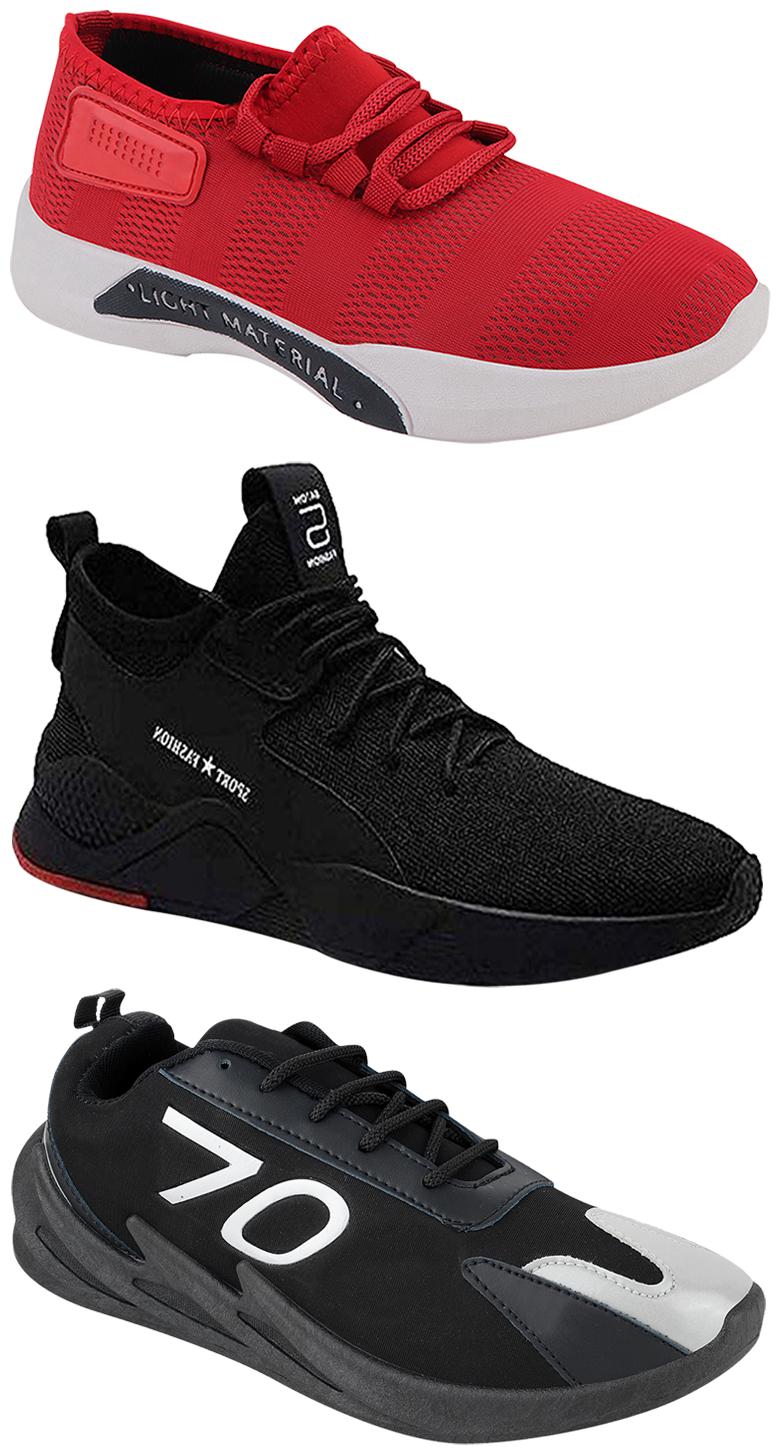 

Birde Men Multicolor Mesh Canvas Casual Sports Sneakers Runnning Shoes for Men s Boy s - UK9 (Combo of 3)