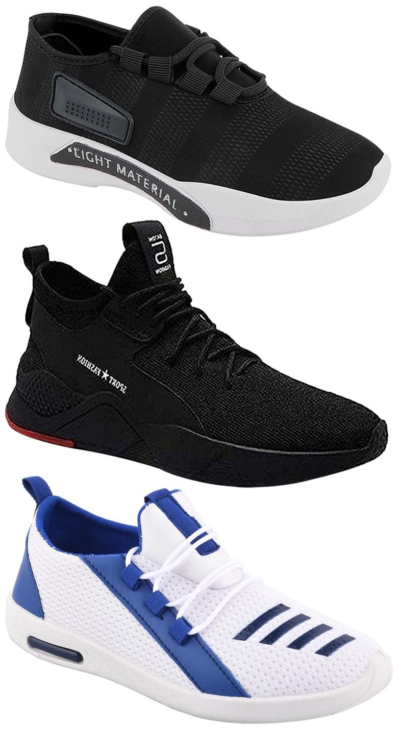 

Birde Men Multicolor Mesh Canvas Casual Sports Sneakers Runnning Shoes for Men s Boy s - UK10 (Combo of 3)