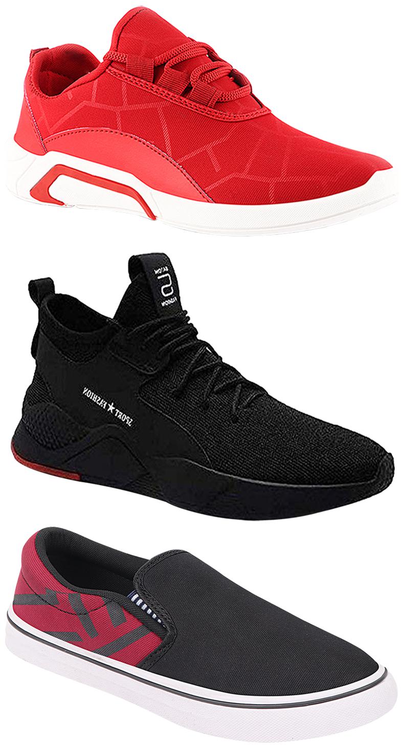 

Birde Men Multicolor Mesh Canvas Casual Sports Sneakers Runnning Shoes for Men s Boy s - UK7 (Combo of 3)