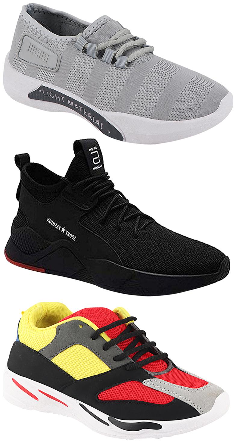 

Birde Men Multicolor Mesh Canvas Casual Sports Sneakers Runnning Shoes for Men s Boy s - UK8 (Combo of 3)