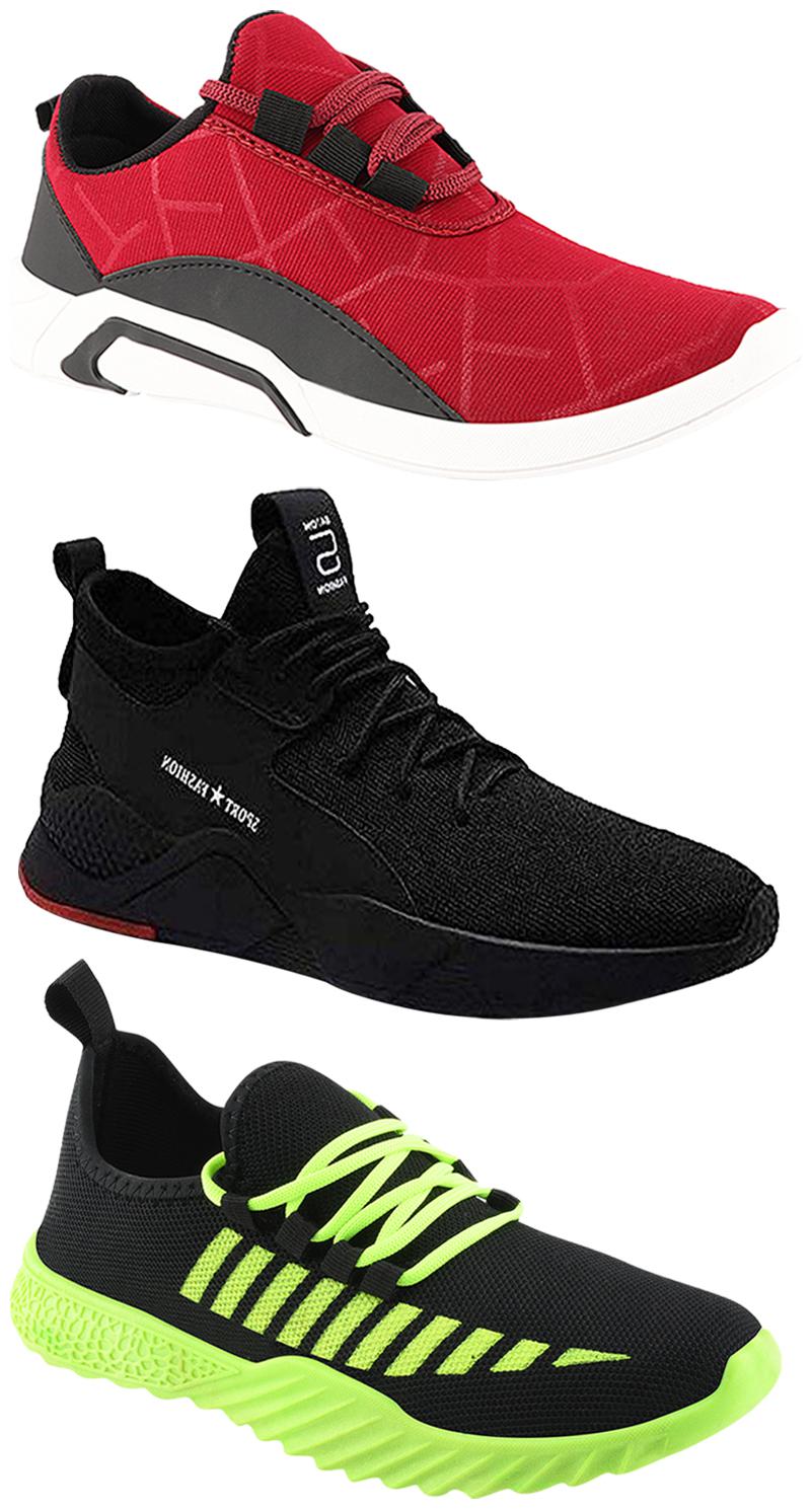 

Birde Men Multicolor Mesh Canvas Casual Sports Sneakers Runnning Shoes for Men s Boy s - UK10 (Combo of 3)