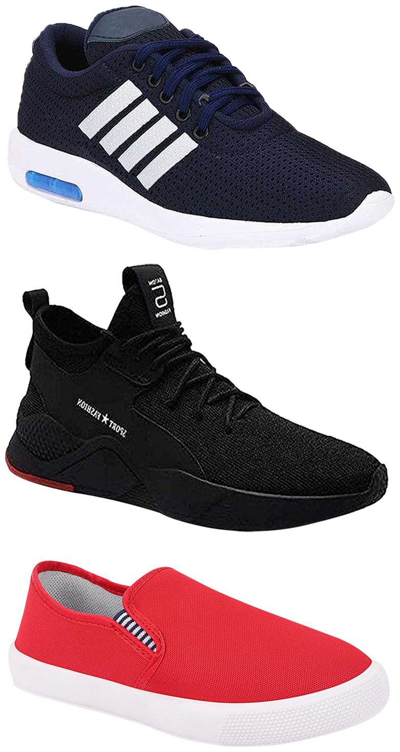 

Birde Men Multicolor Mesh Canvas Casual Sports Sneakers Runnning Shoes for Men s Boy s - UK6 (Combo of 3)