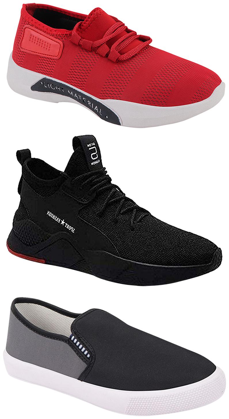 

Birde Men Multicolor Mesh Canvas Casual Sports Sneakers Runnning Shoes for Men s Boy s - UK7 (Combo of 3)