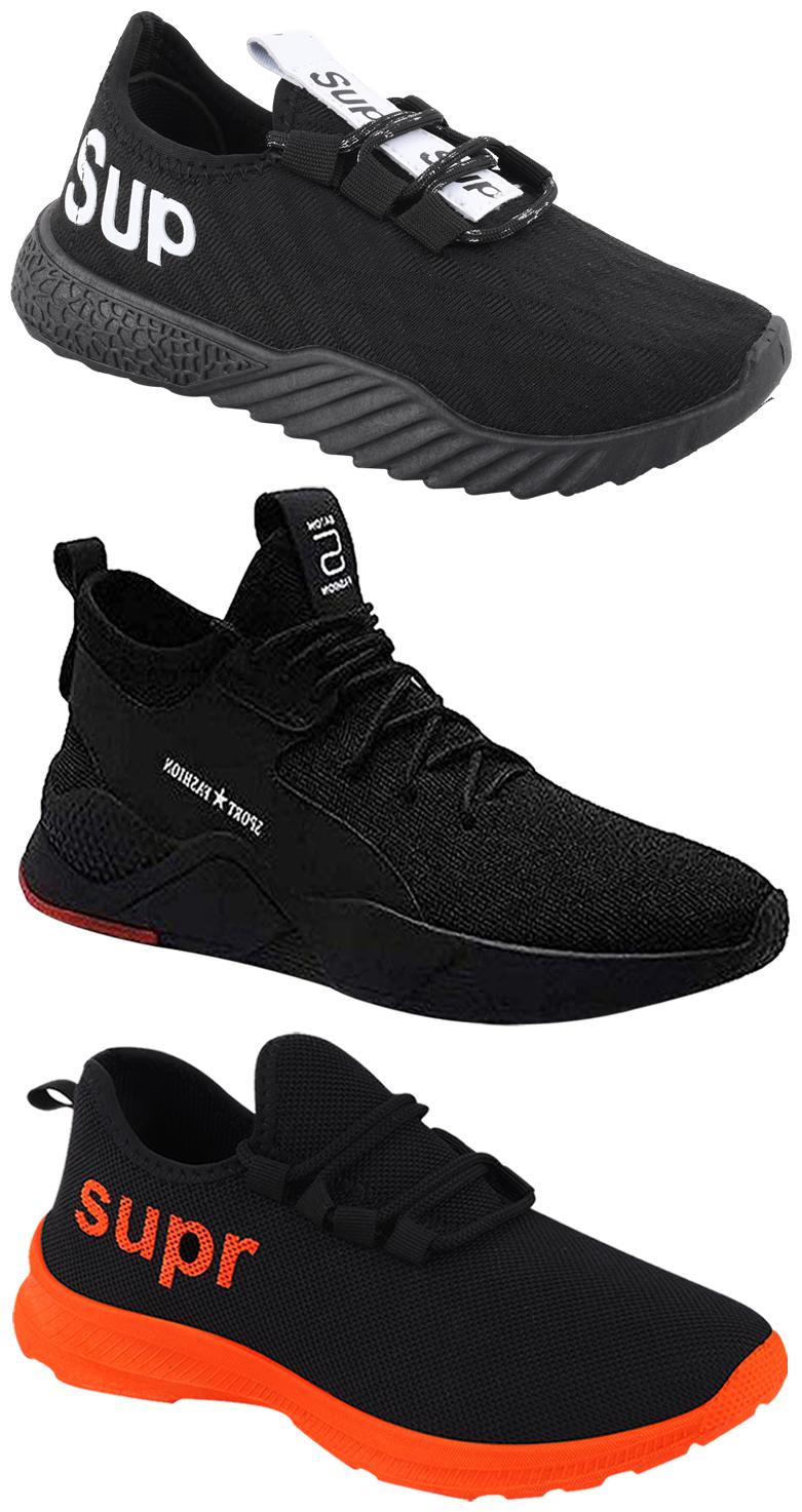 

Birde Men Multicolor Mesh Canvas Casual Sports Sneakers Runnning Shoes for Men s Boy s - UK9 (Combo of 3)