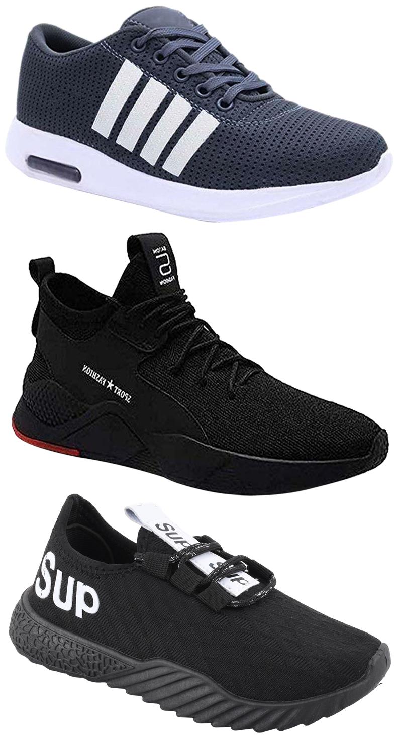 

Birde Men Multicolor Mesh Canvas Casual Sports Sneakers Runnning Shoes for Men s Boy s - UK10 (Combo of 3)