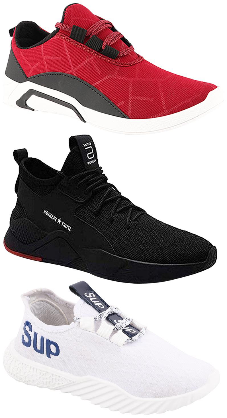 

Birde Men Multicolor Mesh Canvas Casual Sports Sneakers Runnning Shoes for Men s Boy s - UK8 (Combo of 3)